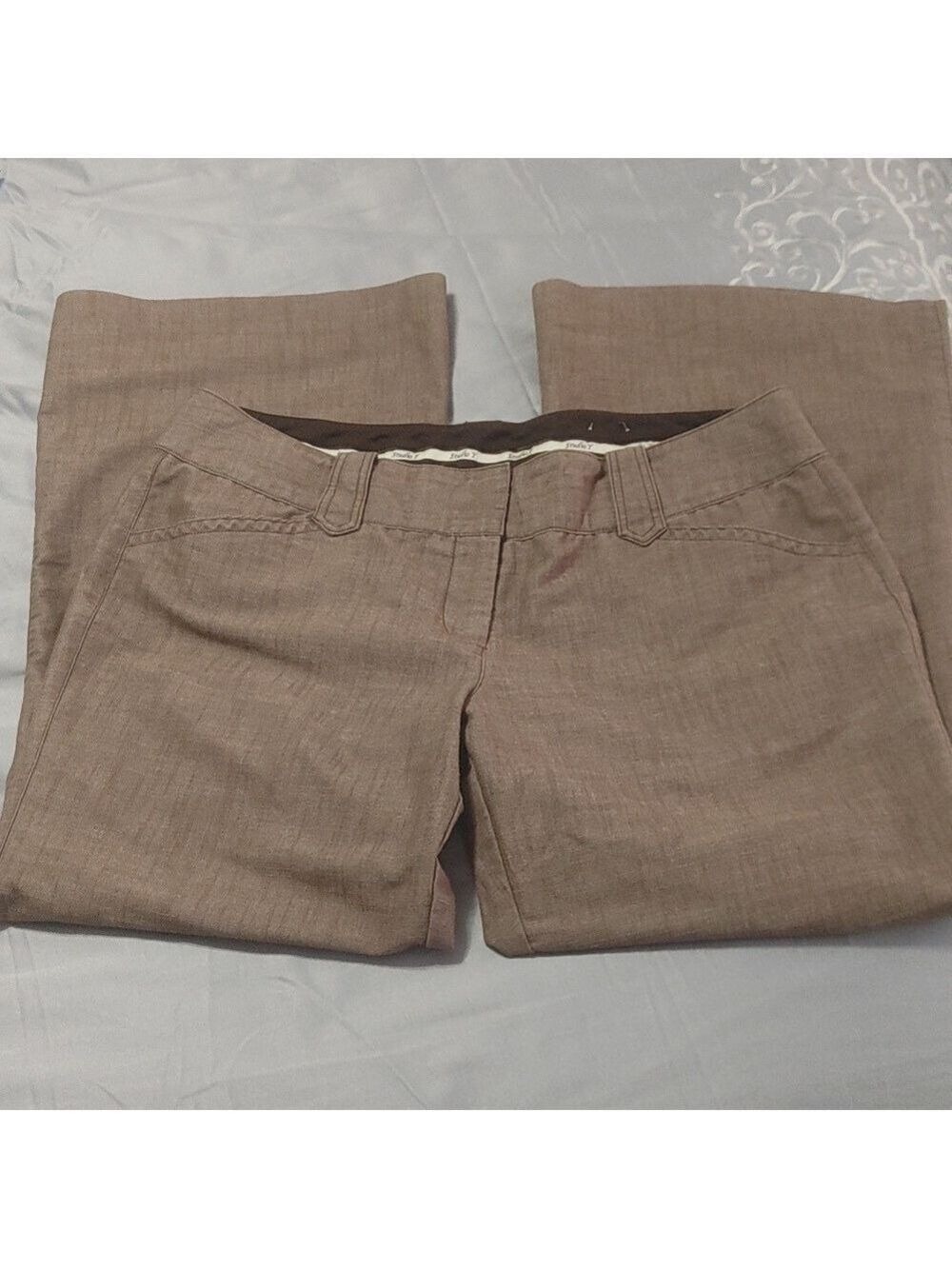 Studio Y Brown Wide Leg Dress Pants size 13 14 short
